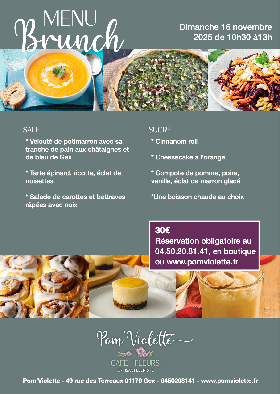 menu brunch automne pom violette cafe fleur gex